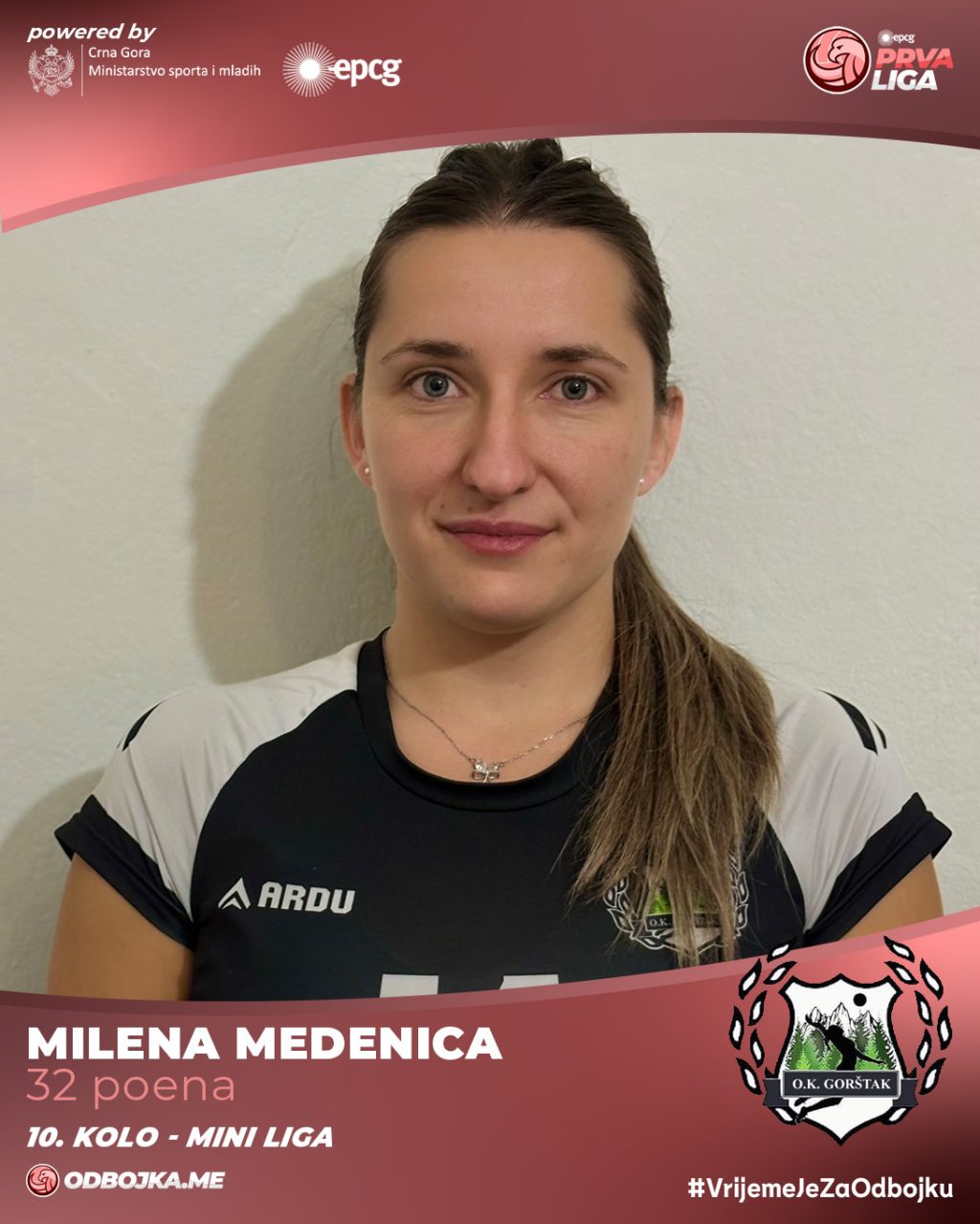 Milena Medenica najbolja poenterka poslednjeg kola mini lige EPCG Prve lige odbojkašica - Odbojka Crna Gora