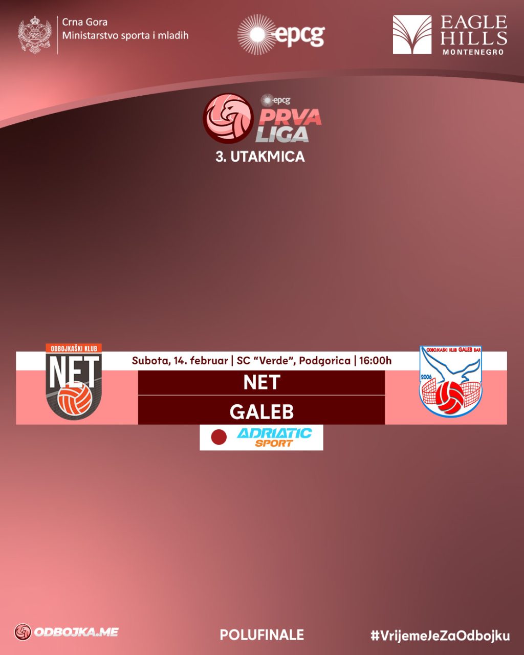Odluka o drugom finalisti EPCG Prve lige pada u Podgorici - Odbojka Crna Gora