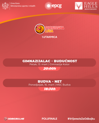 Gimnazijalac i Budva domaćini prvih mečeva polufinala Pionirske lige - Odbojka Crna Gora
